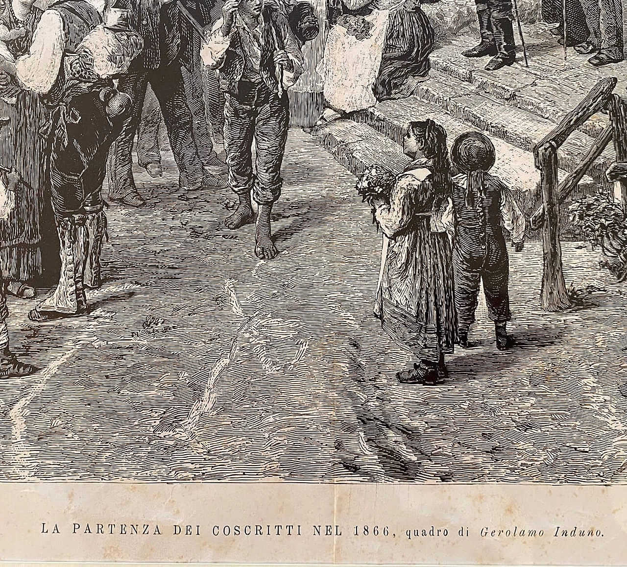 Riproduzione de La partenza dei coscritti del 1866 di Gerolamo Induno, stampa, fine '800 4