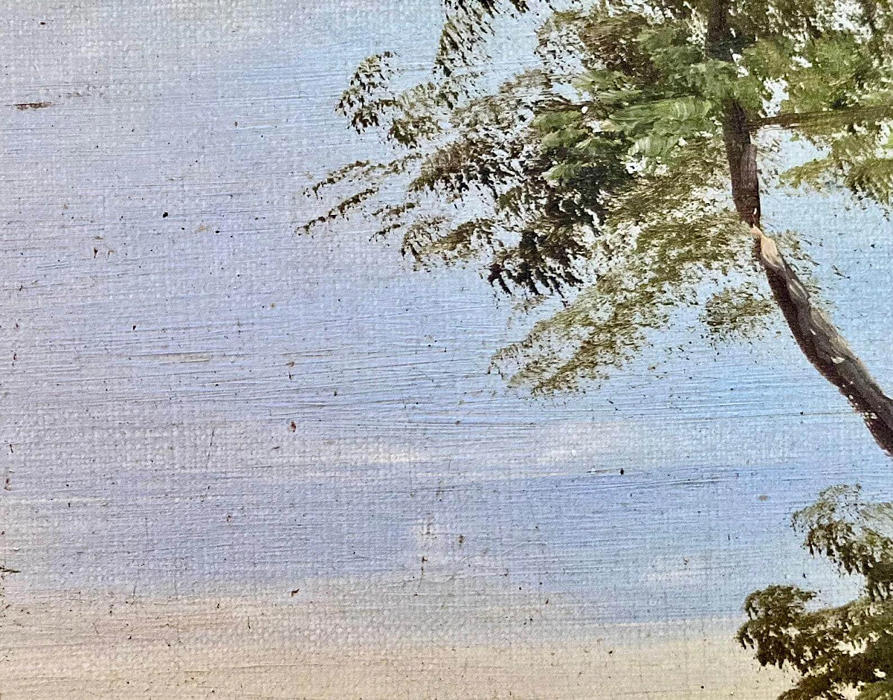 Paesaggio nello stile della Scuola di Barbizon, dipinto a olio, fine '800 11