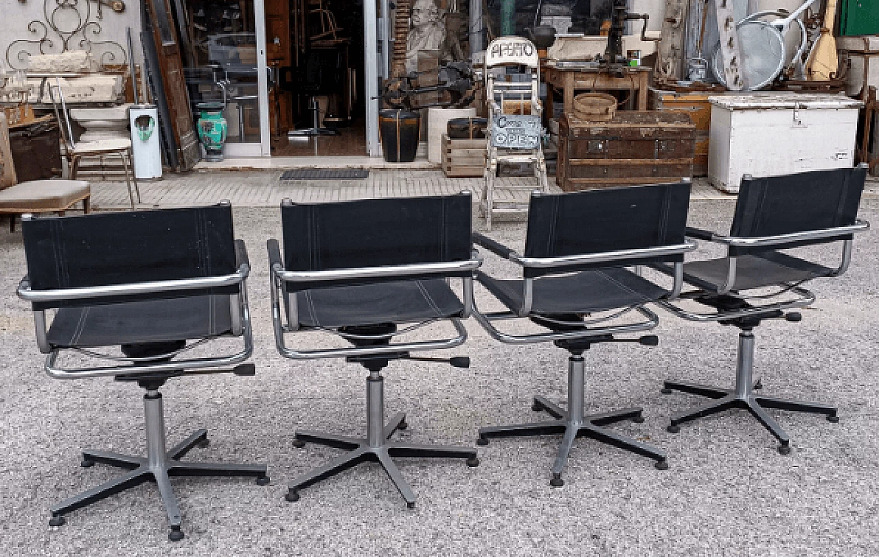 4 Metal and leather armchairs in the style of Mart Stam, 1980s 8