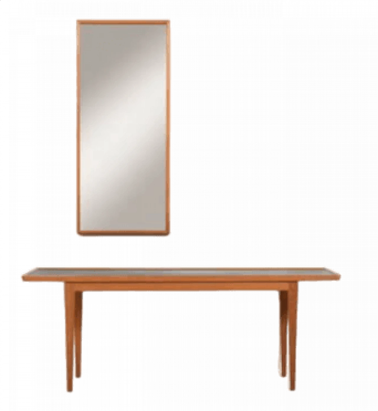 Entrance oak console table and mirror by Frits Henningsen, 1950s 12