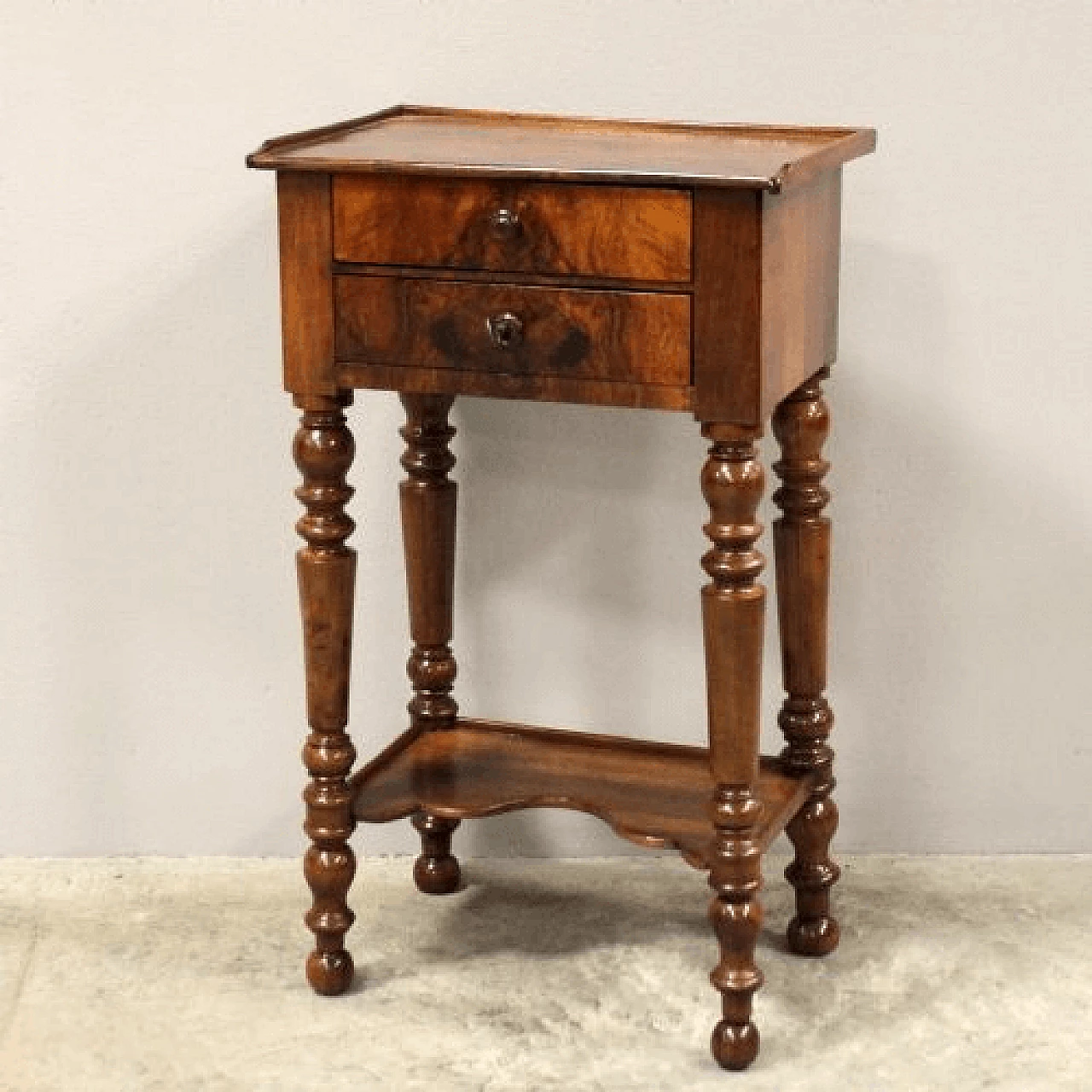 Louis Philippe solid walnut bedside table, second half of the 19th century 1