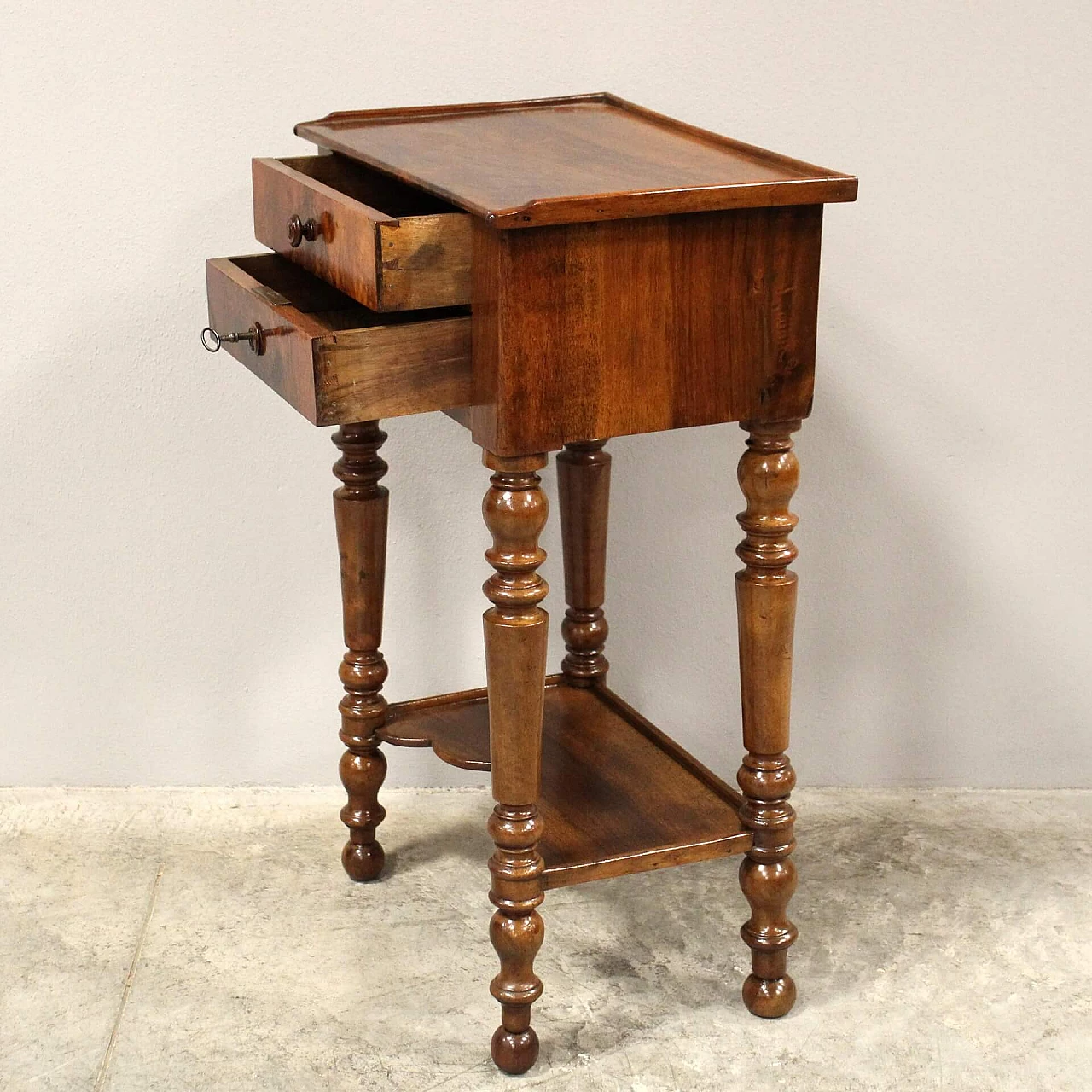 Louis Philippe solid walnut bedside table, second half of the 19th century 2