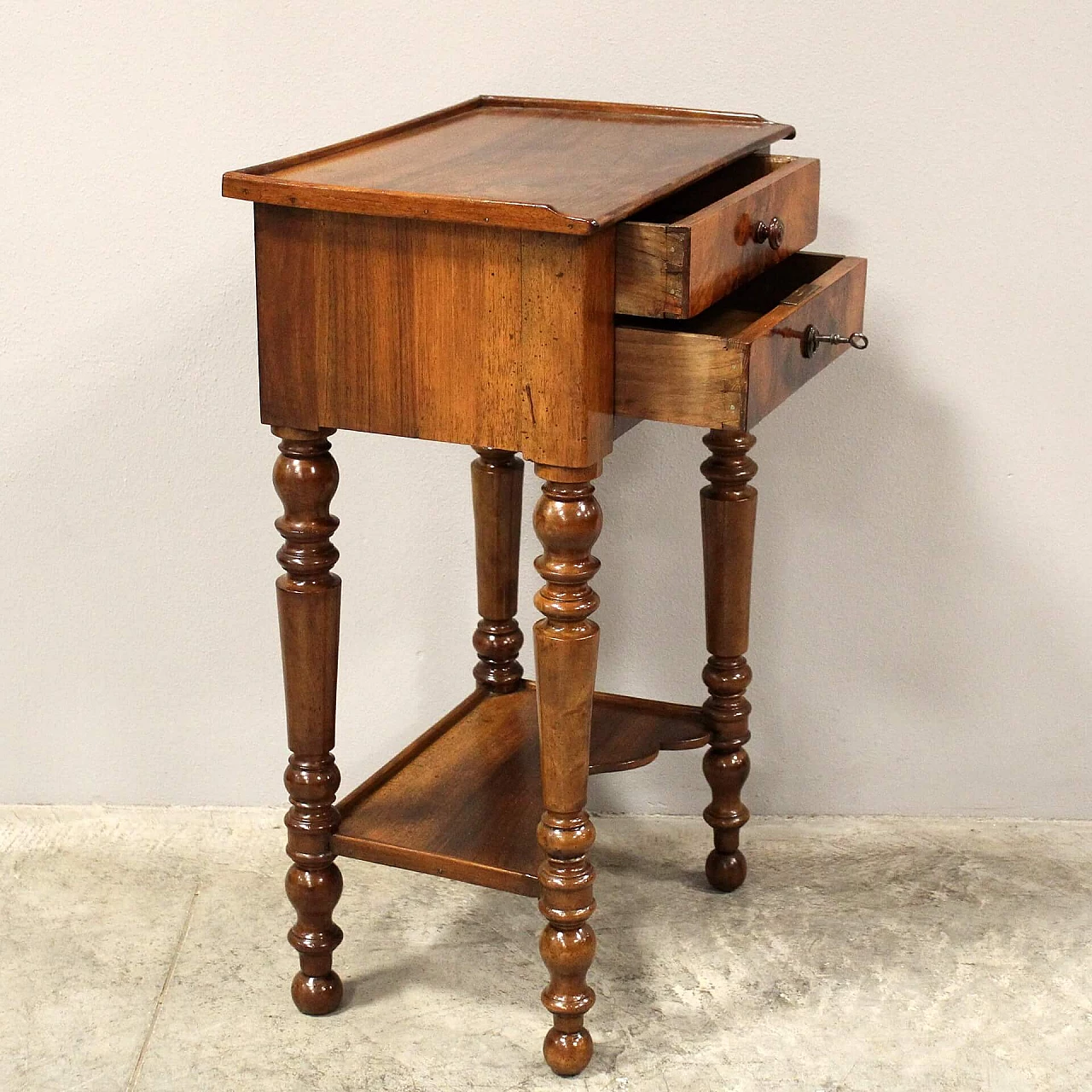 Louis Philippe solid walnut bedside table, second half of the 19th century 3