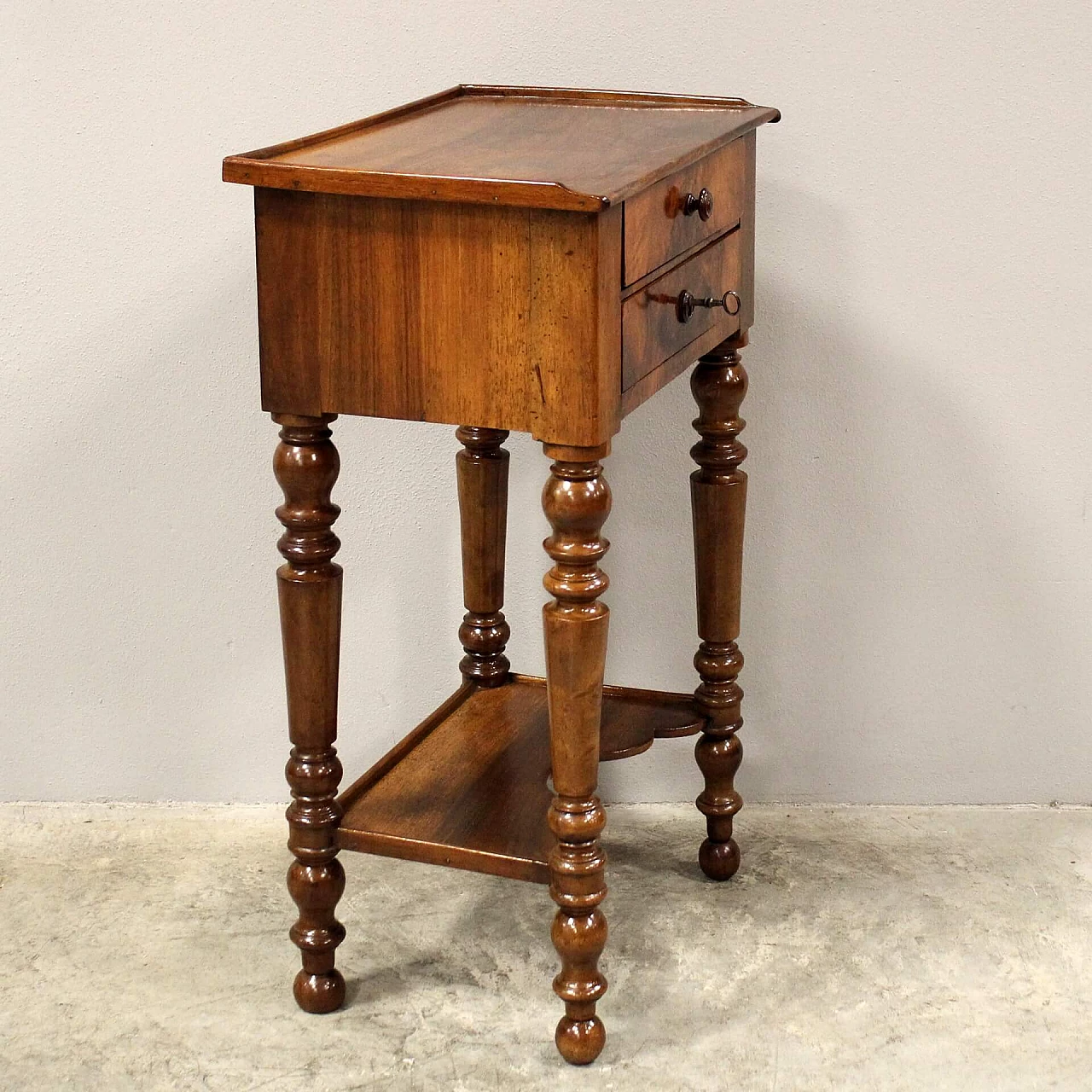 Louis Philippe solid walnut bedside table, second half of the 19th century 4