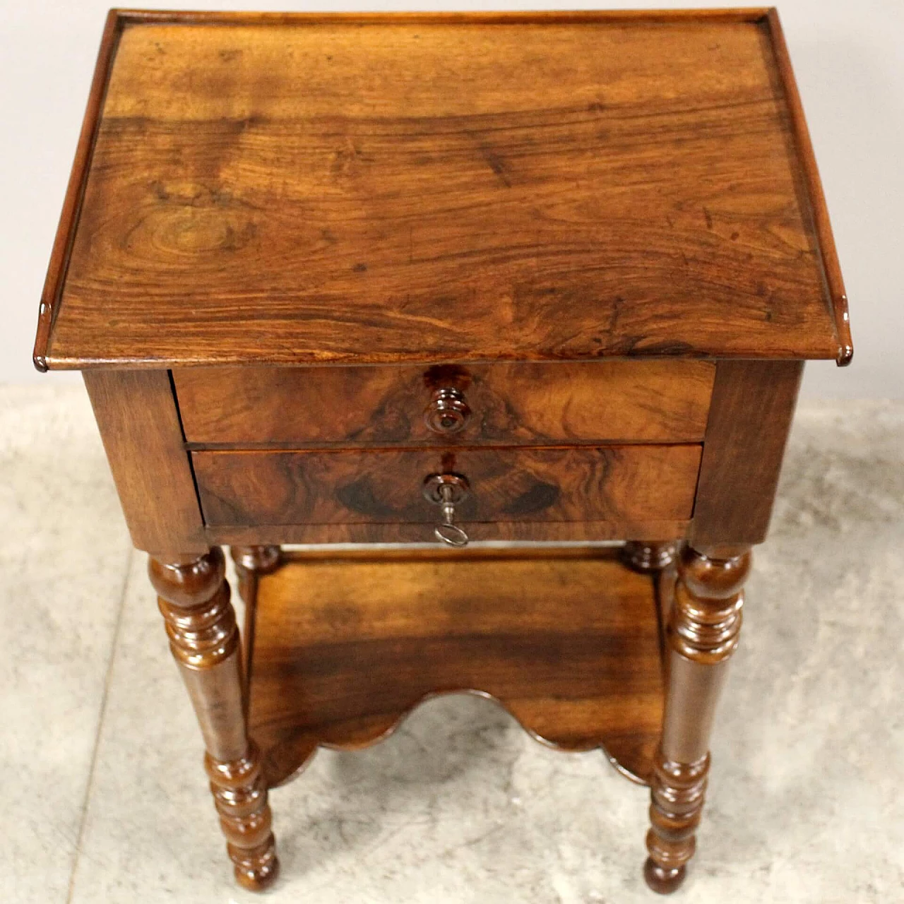 Louis Philippe solid walnut bedside table, second half of the 19th century 5