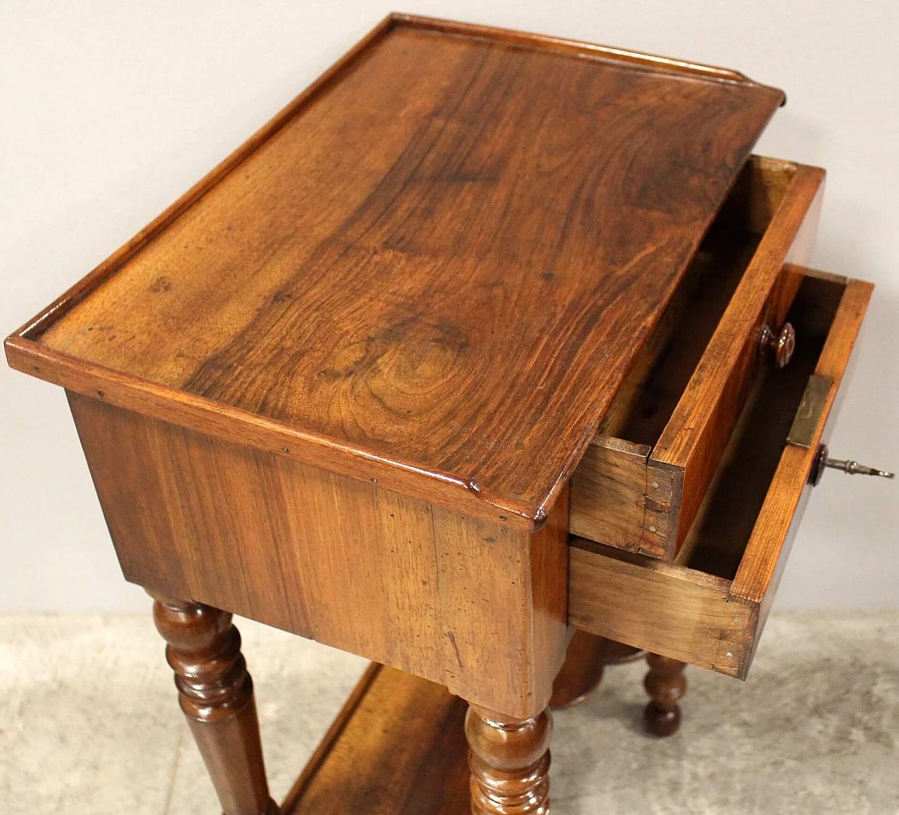 Louis Philippe solid walnut bedside table, second half of the 19th century 6