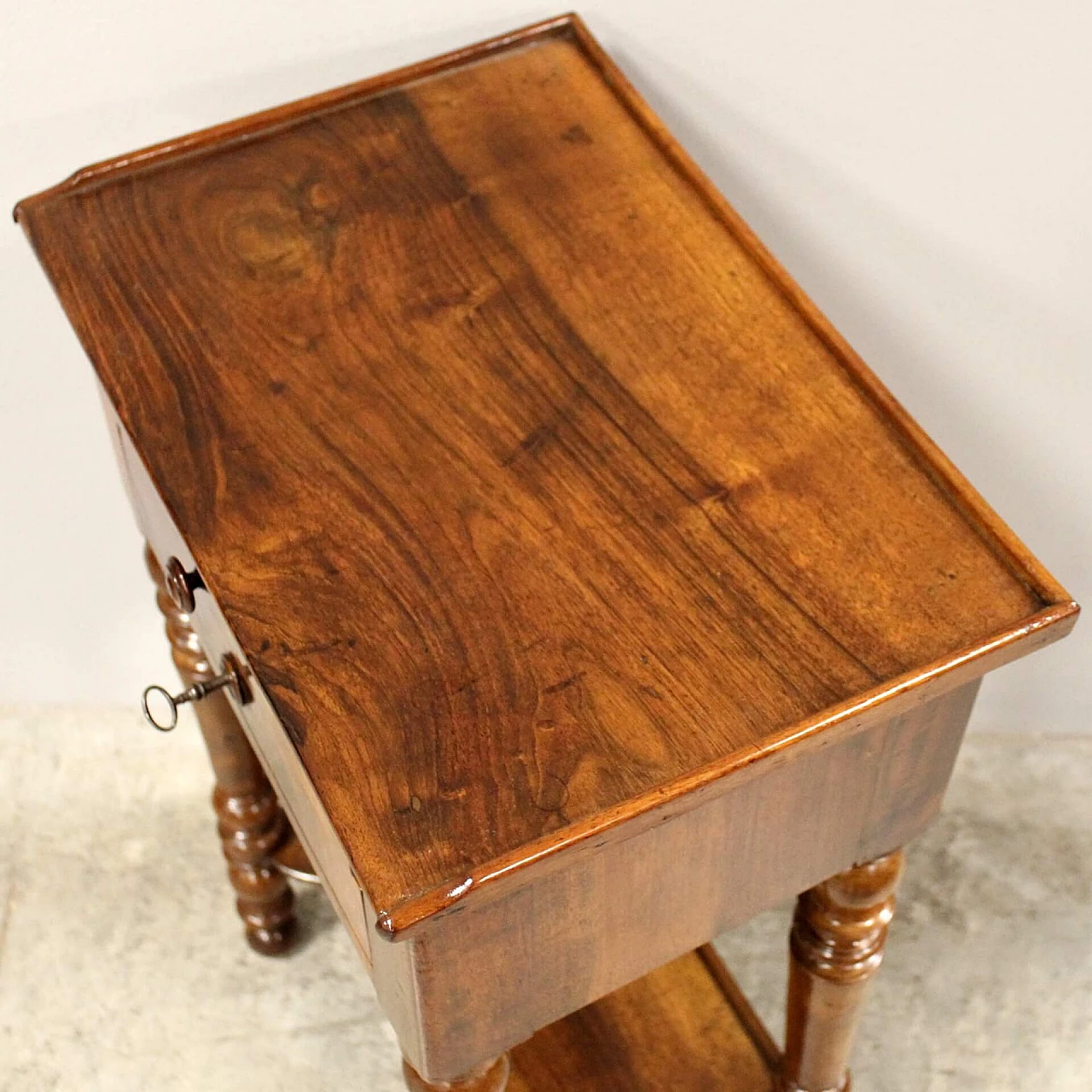 Louis Philippe solid walnut bedside table, second half of the 19th century 8