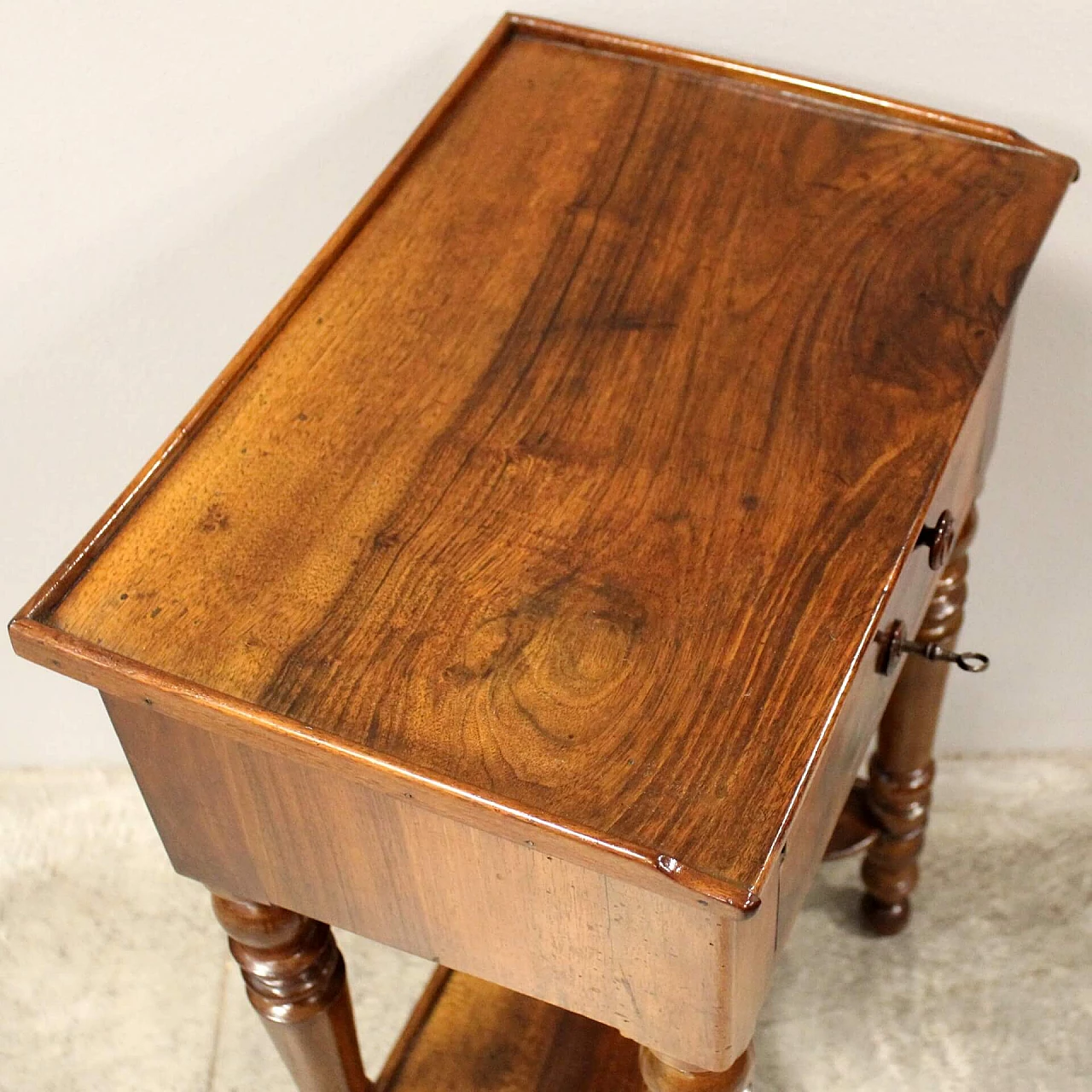 Louis Philippe solid walnut bedside table, second half of the 19th century 9