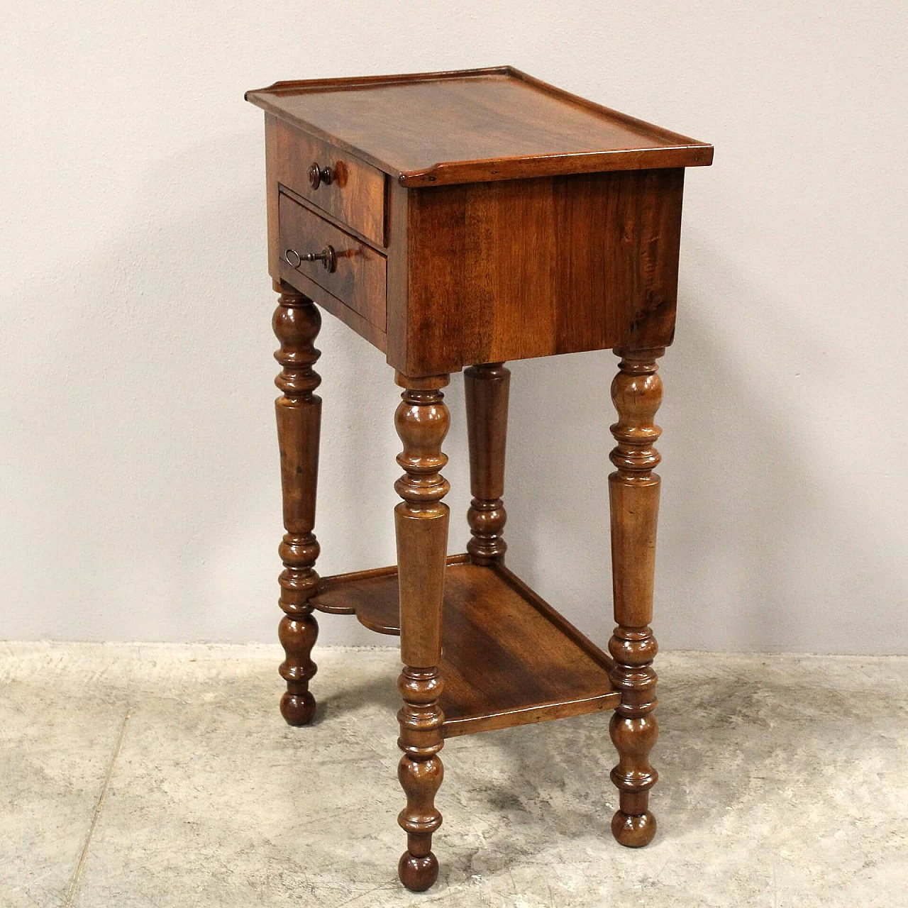 Louis Philippe solid walnut bedside table, second half of the 19th century 10