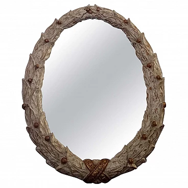 Carved and hand-painted wooden mirror, 2000s