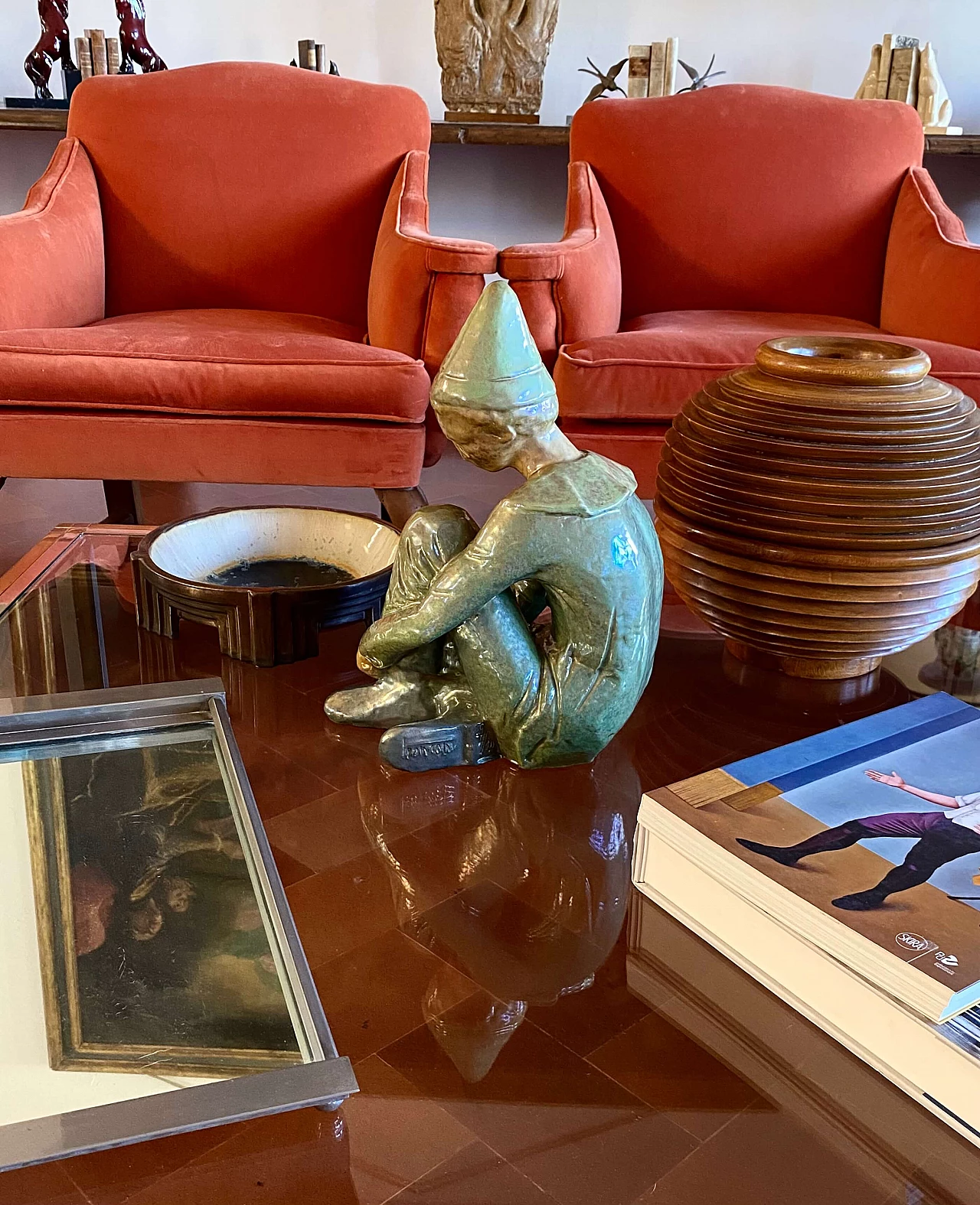 Giordano Tronconi, seated boy, glazed ceramic sculpture, 1950s 2