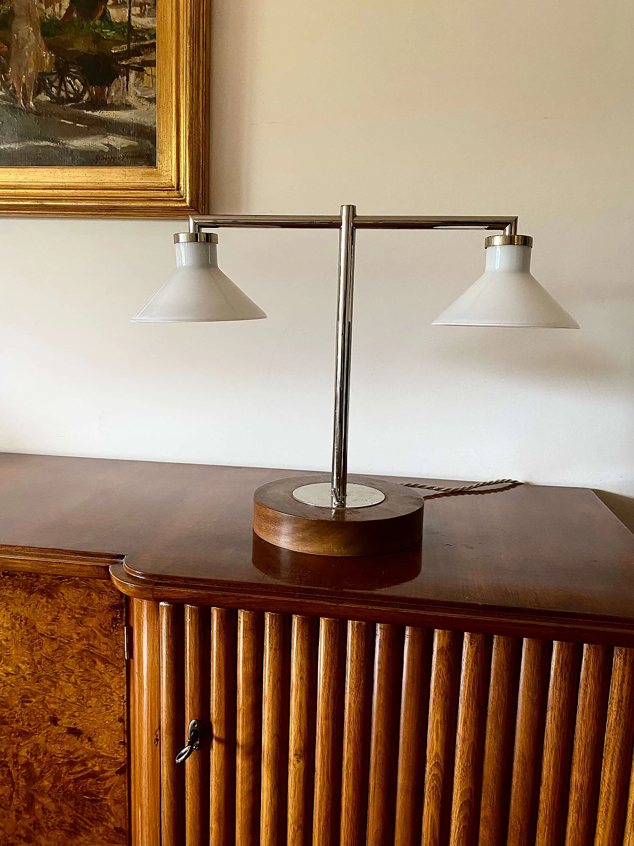 Bauhaus double-arm table lamp in the style of Eileen Gray, 1950s 4