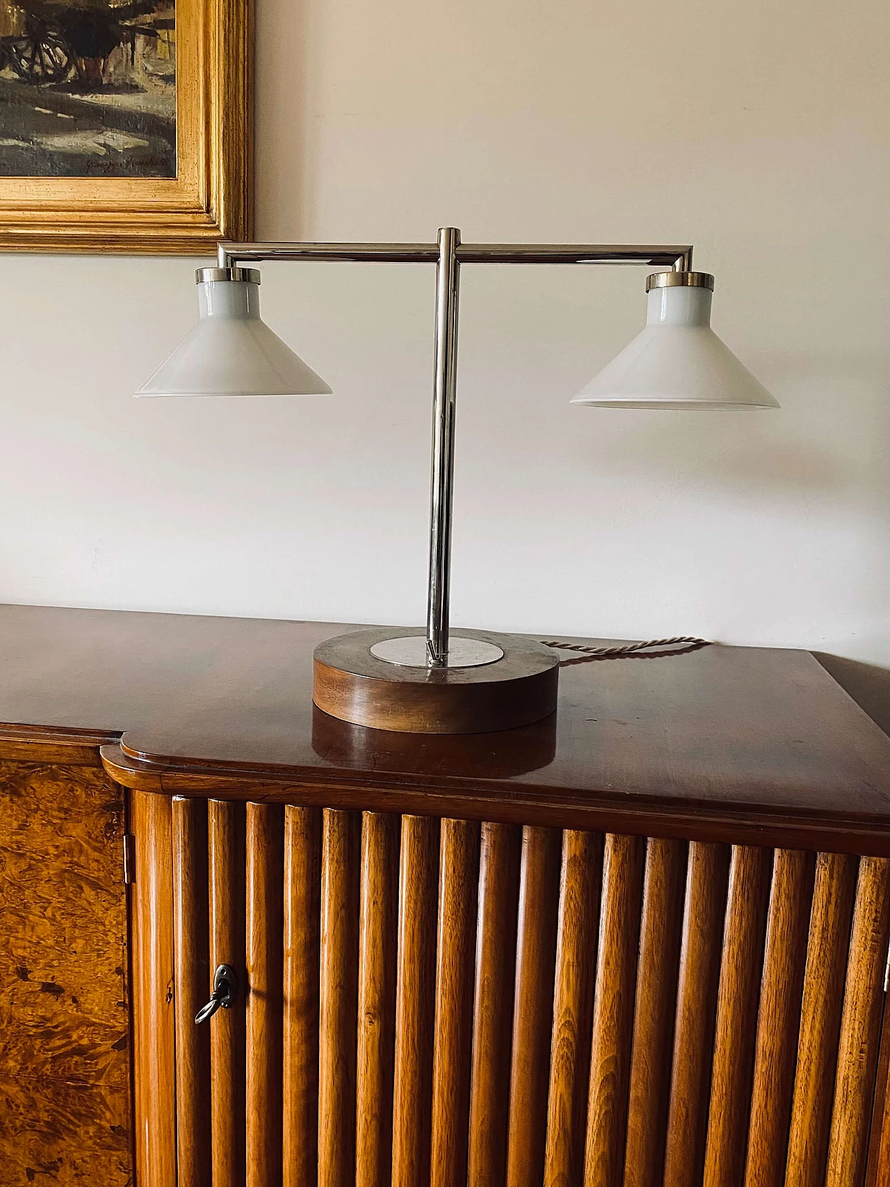 Bauhaus double-arm table lamp in the style of Eileen Gray, 1950s 5