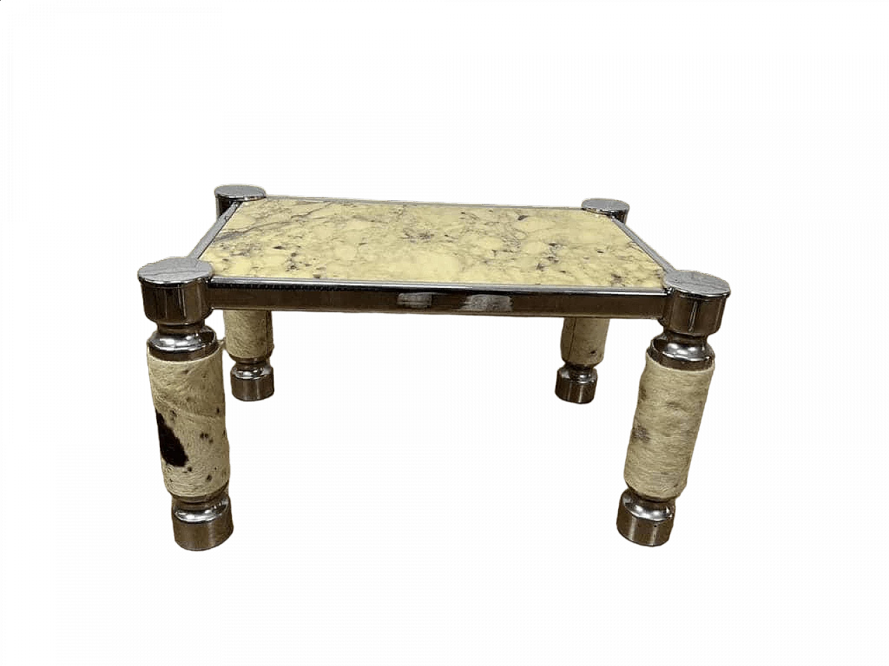 Metal, leather and alabaster coffee table, 1970s 10