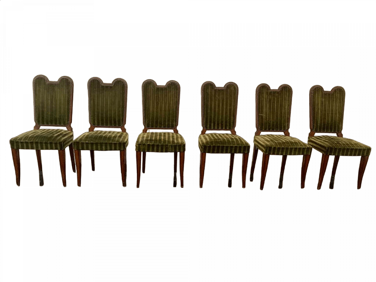 6 Wood and fabric chairs by Jaque Klein, 1940s 20