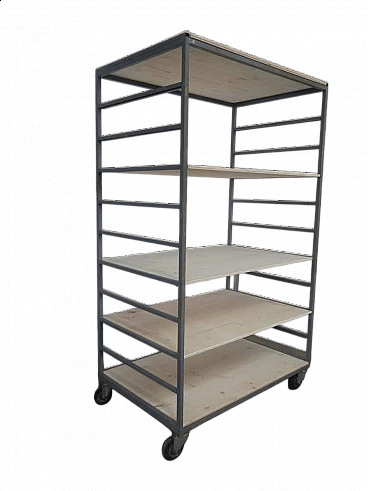 Metal and spruce potter's cart, 1970s