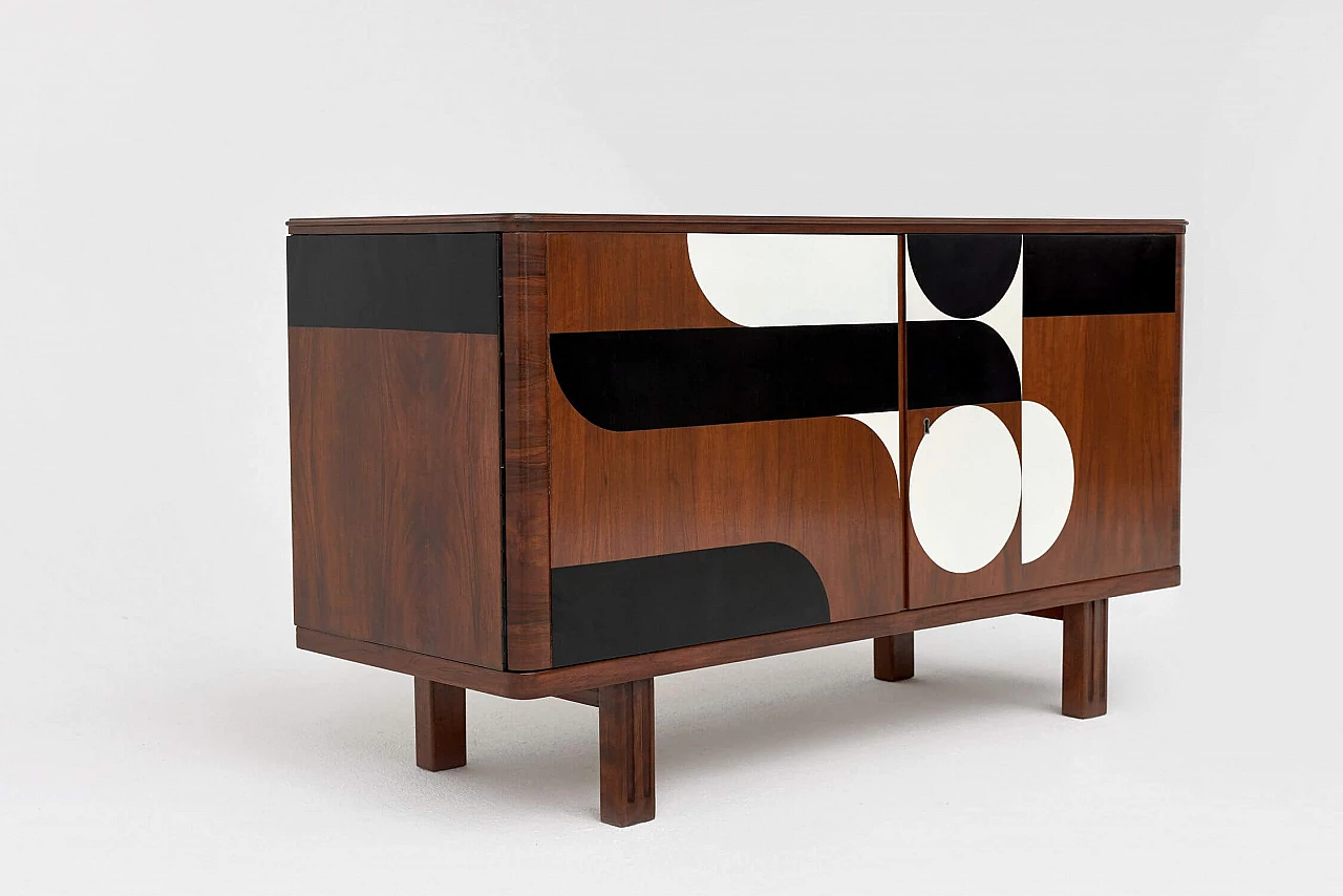Wood sideboard with painted geometric motif, 1950s 8