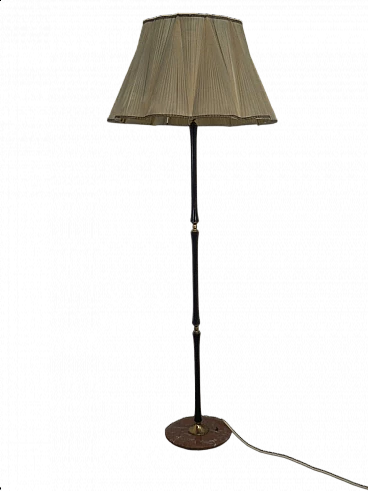 Metal floor lamp with pink marble base, 1940s