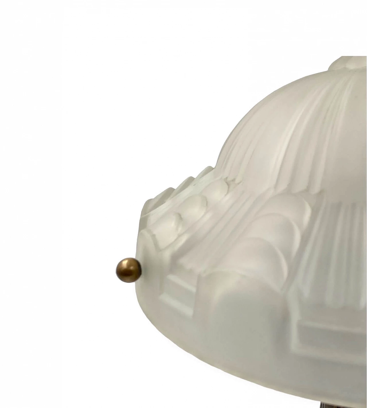 Lampada da tavolo Art Déco francese in bronzo e vetro, anni '30 18