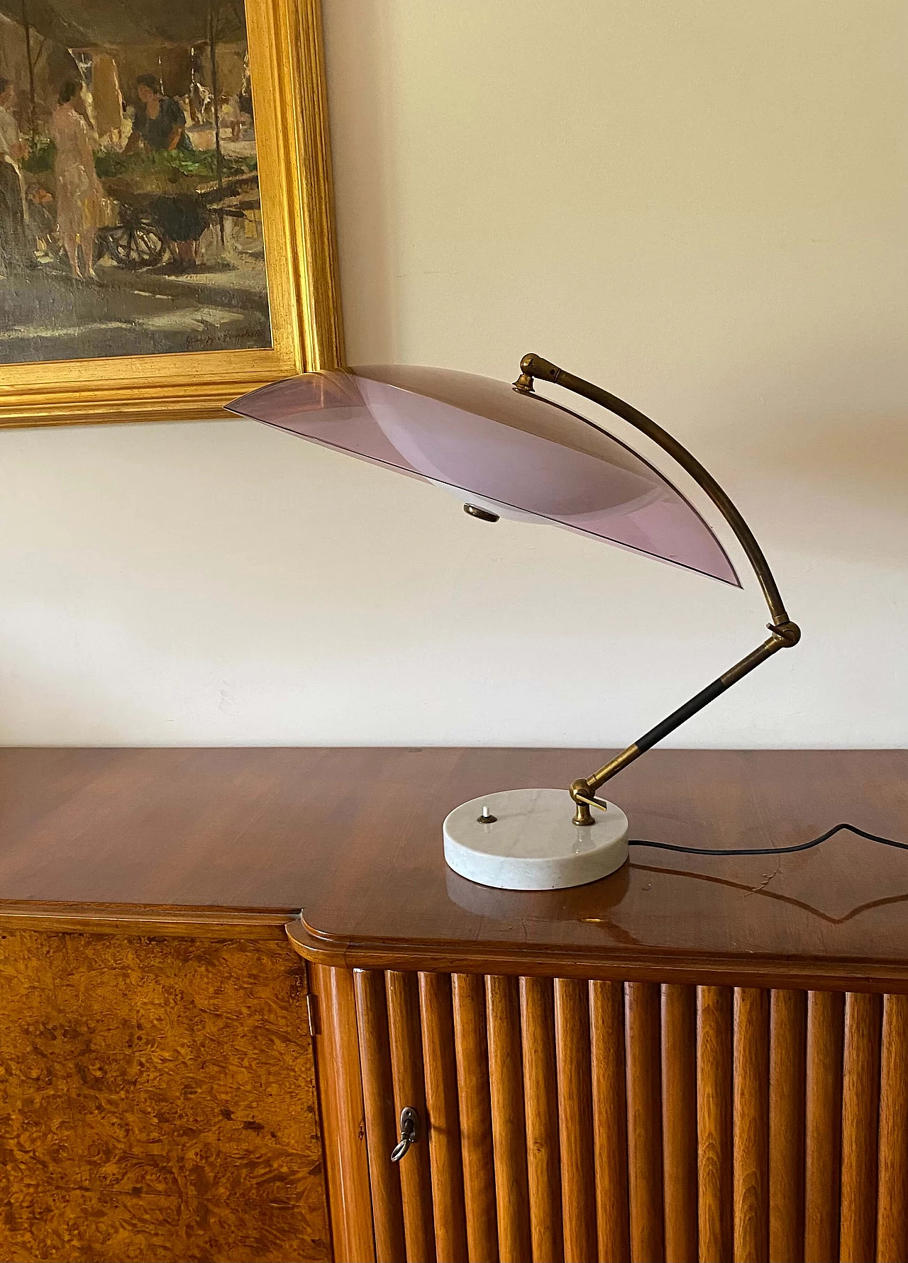 Perspex, brass and marble Orleans table lamp by Stilux, 1955 9