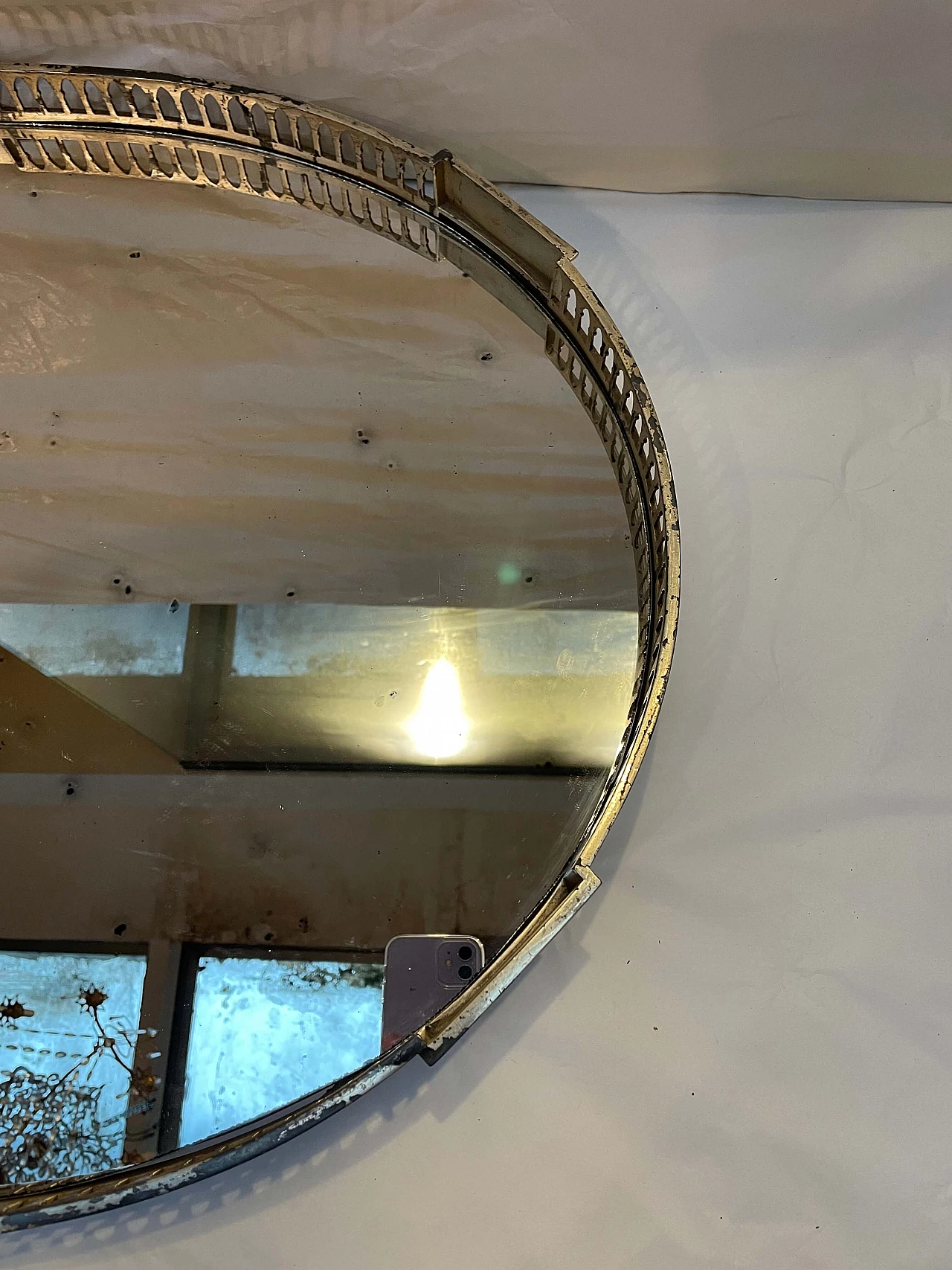 Centrotavola francese in metallo argentato e specchio, fine '700 2