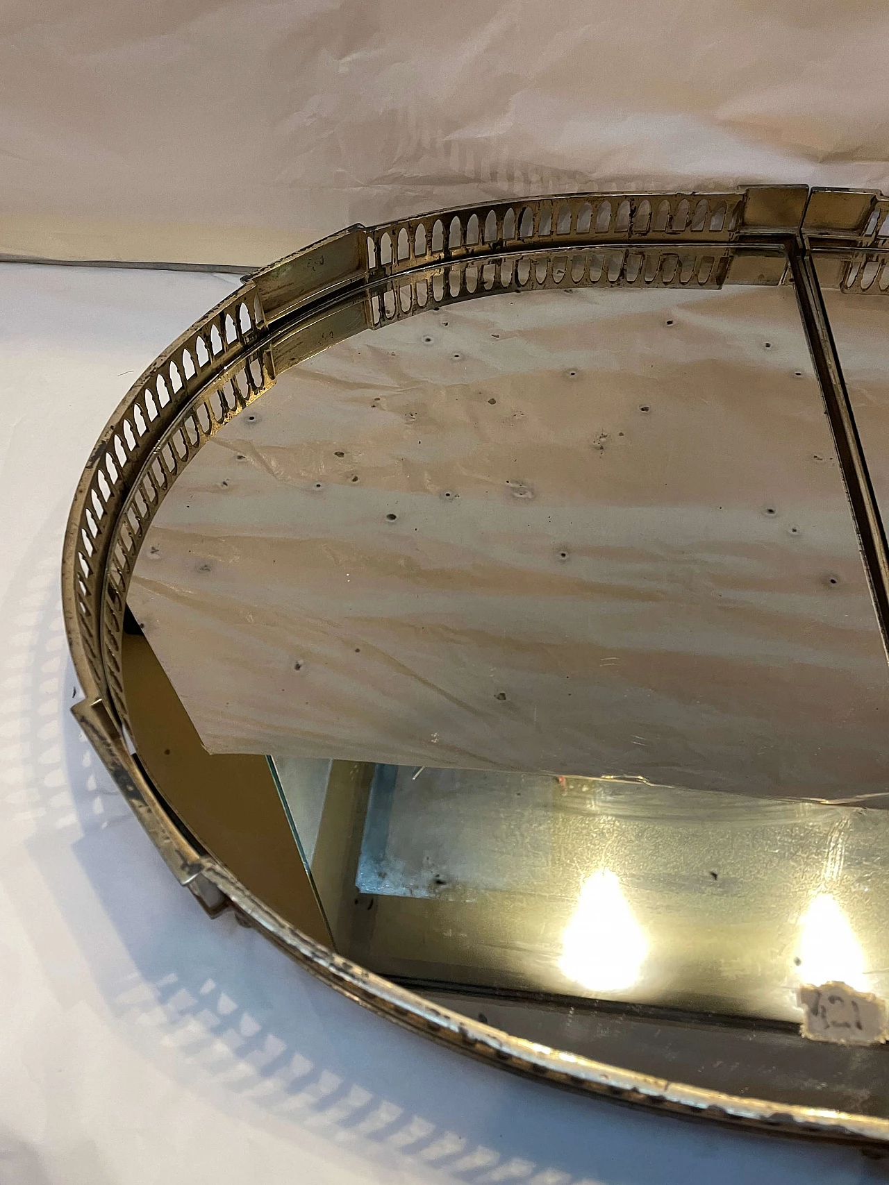 Centrotavola francese in metallo argentato e specchio, fine '700 3