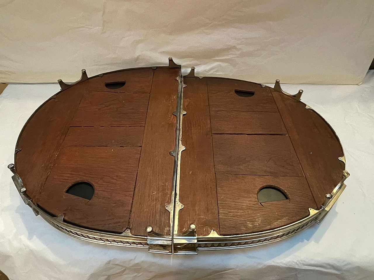 Centrotavola francese in metallo argentato e specchio, fine '700 6