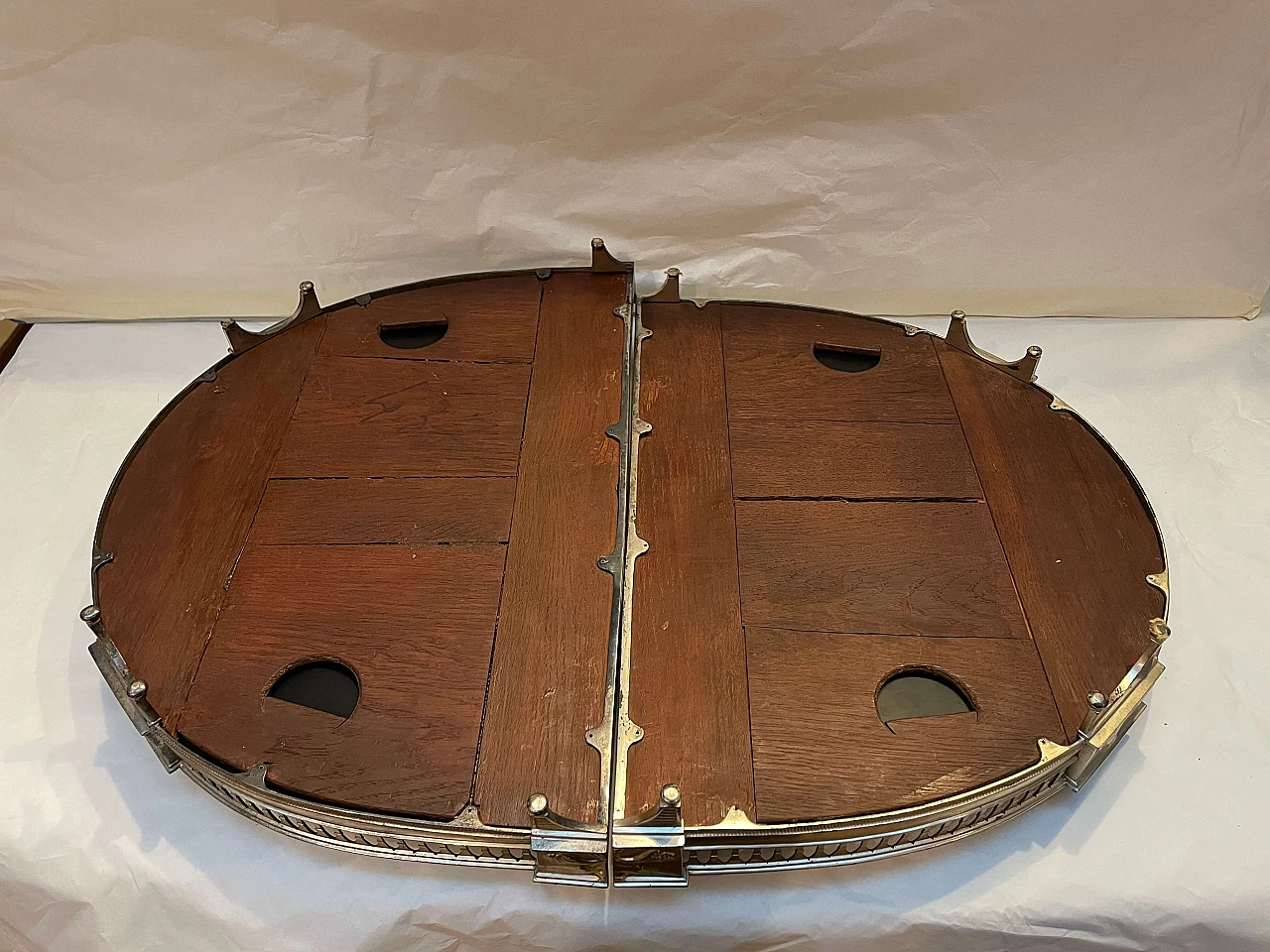 Centrotavola francese in metallo argentato e specchio, fine '700 7