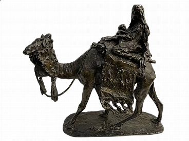 Maternità Beduina, scultura in bronzo nello stile di Ernesto Bazzaro, inizio '900
