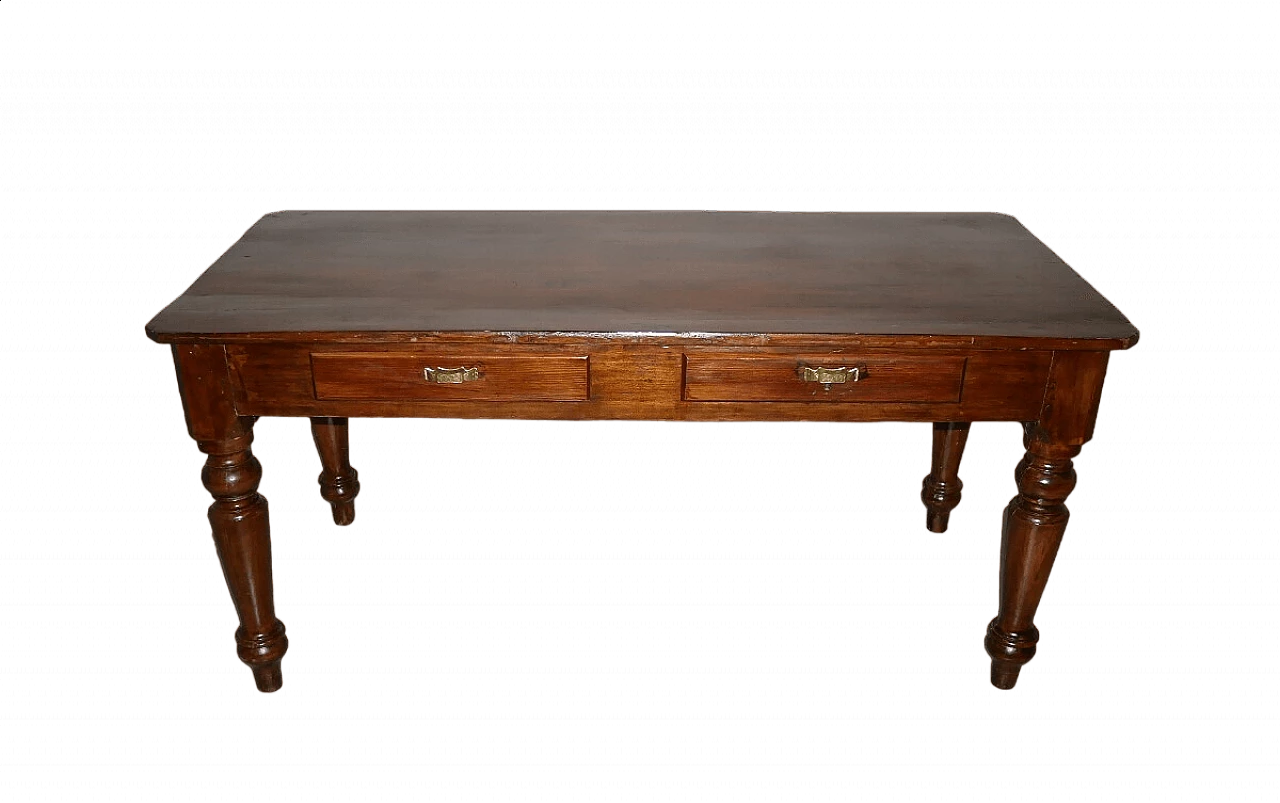 Wild poplar table with drawers, early 20th century 12