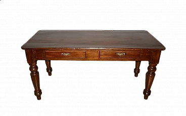 Wild poplar table with drawers, early 20th century