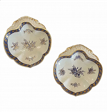 Pair of hand-decorated porcelain ashtrays, 1980s