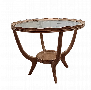 Tavolino da caffè in legno e vetro attribuibile Osvaldo Borsani, anni '40