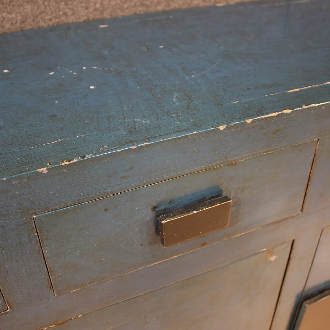 Chinese blue lacquered exotic wood sideboard, 1980s 4