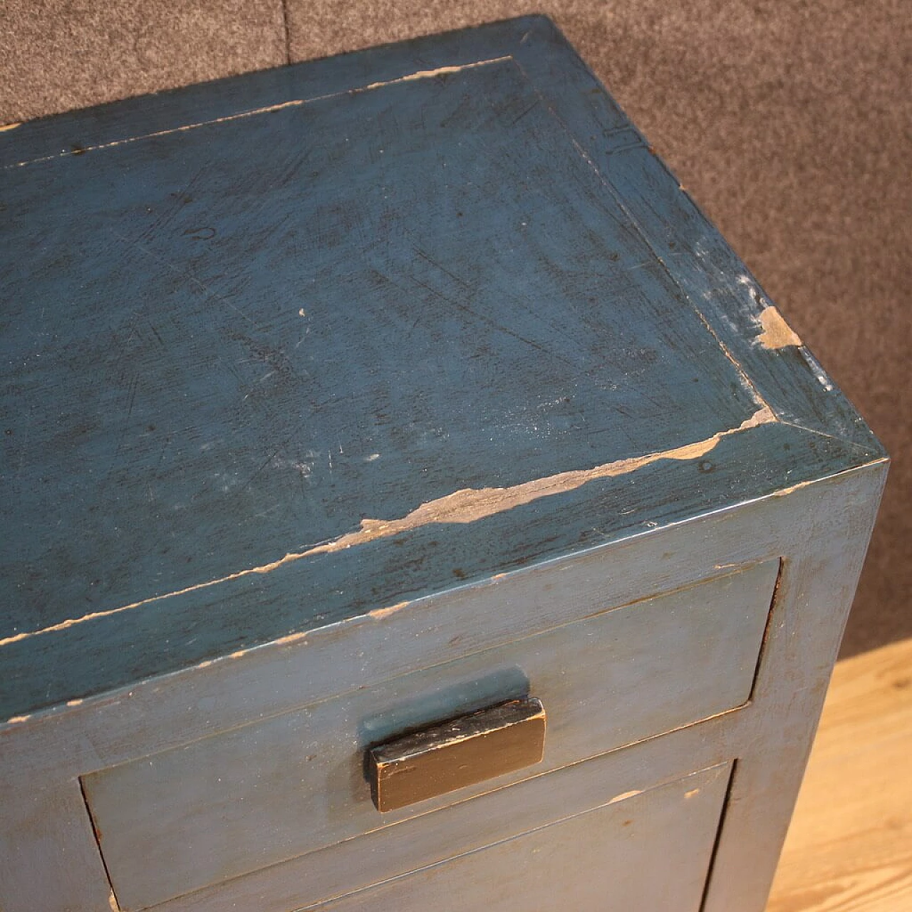 Chinese blue lacquered exotic wood sideboard, 1980s 5