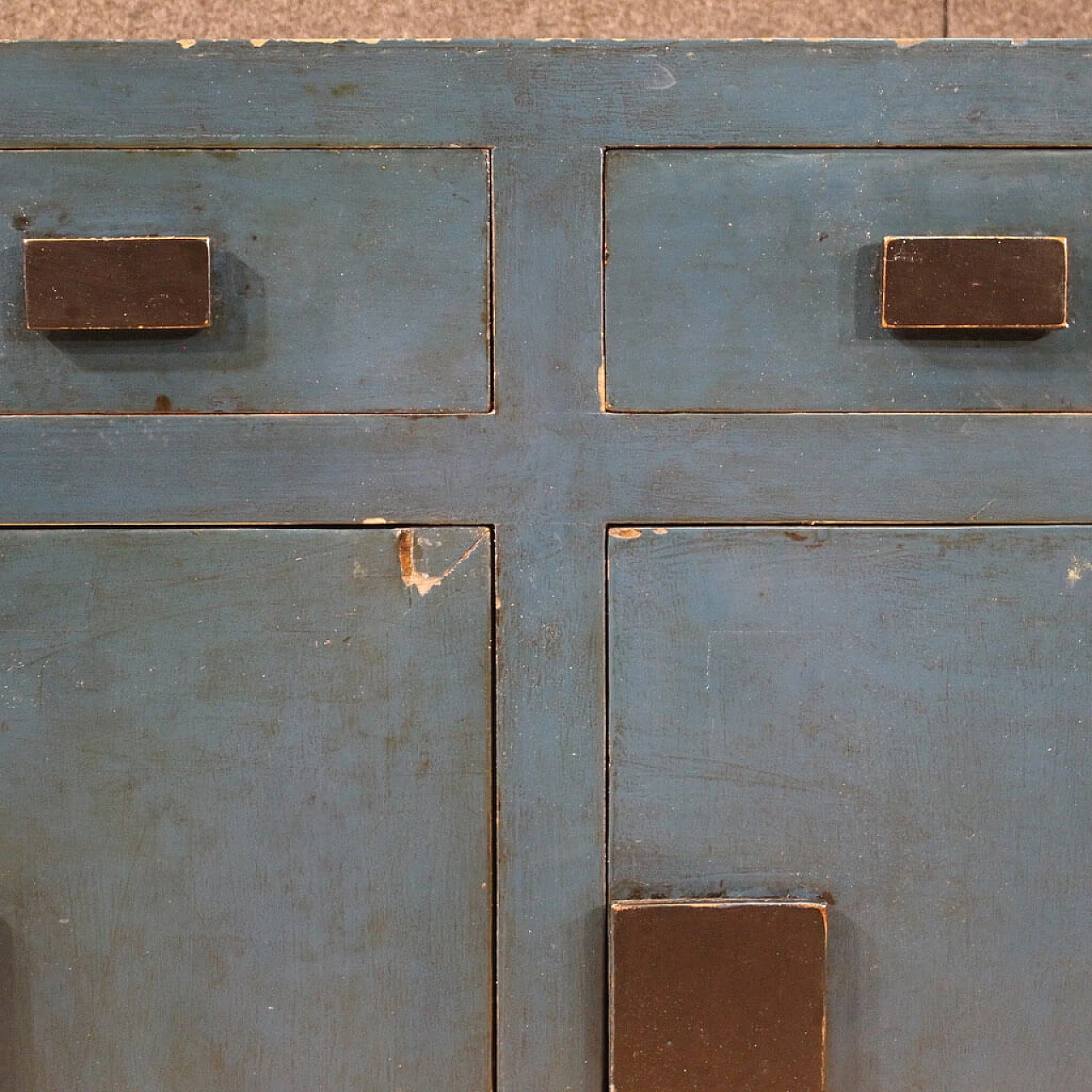 Chinese blue lacquered exotic wood sideboard, 1980s 8