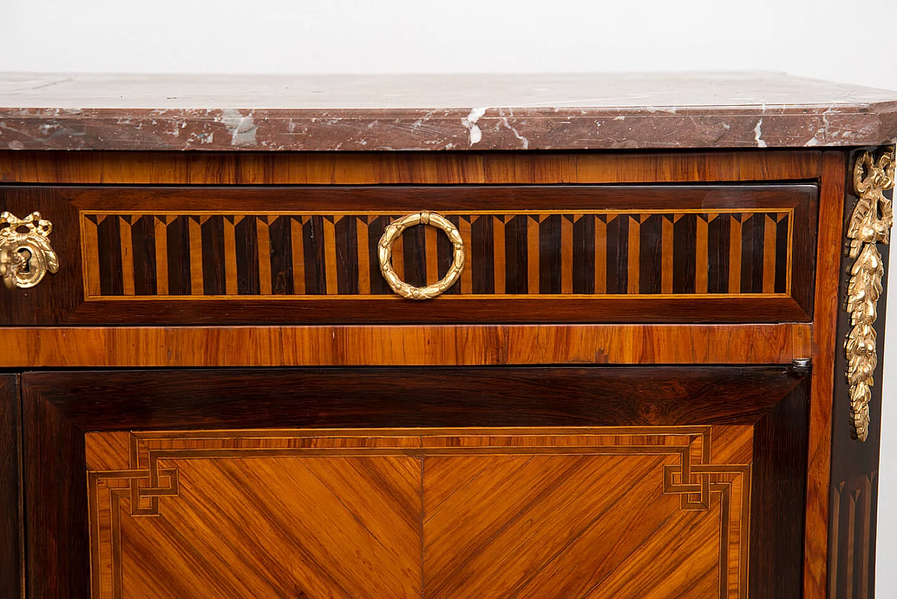 Credenza Napoleone III in legno esotico pregiato con piano in marmo rosso Francia, '800 3