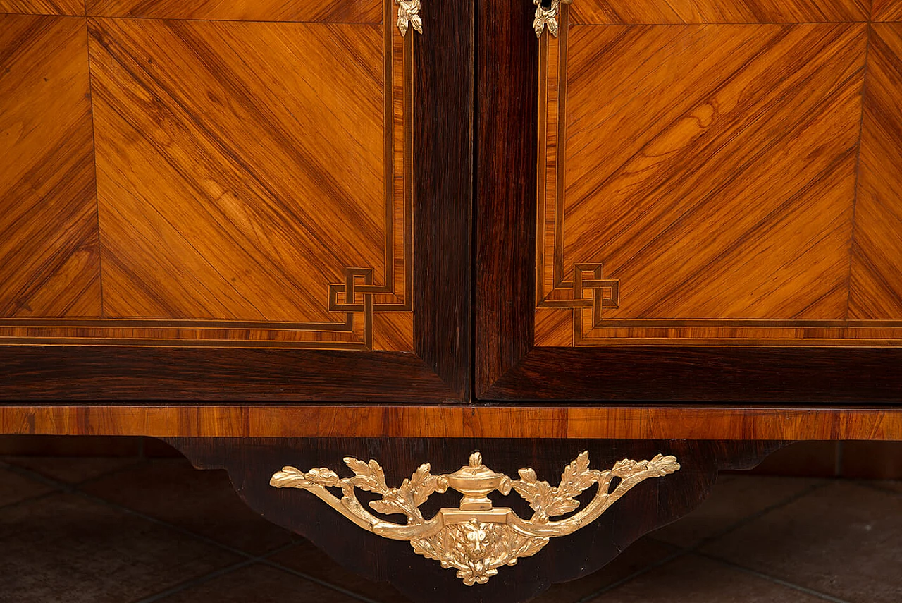Credenza Napoleone III in legno esotico pregiato con piano in marmo rosso Francia, '800 4