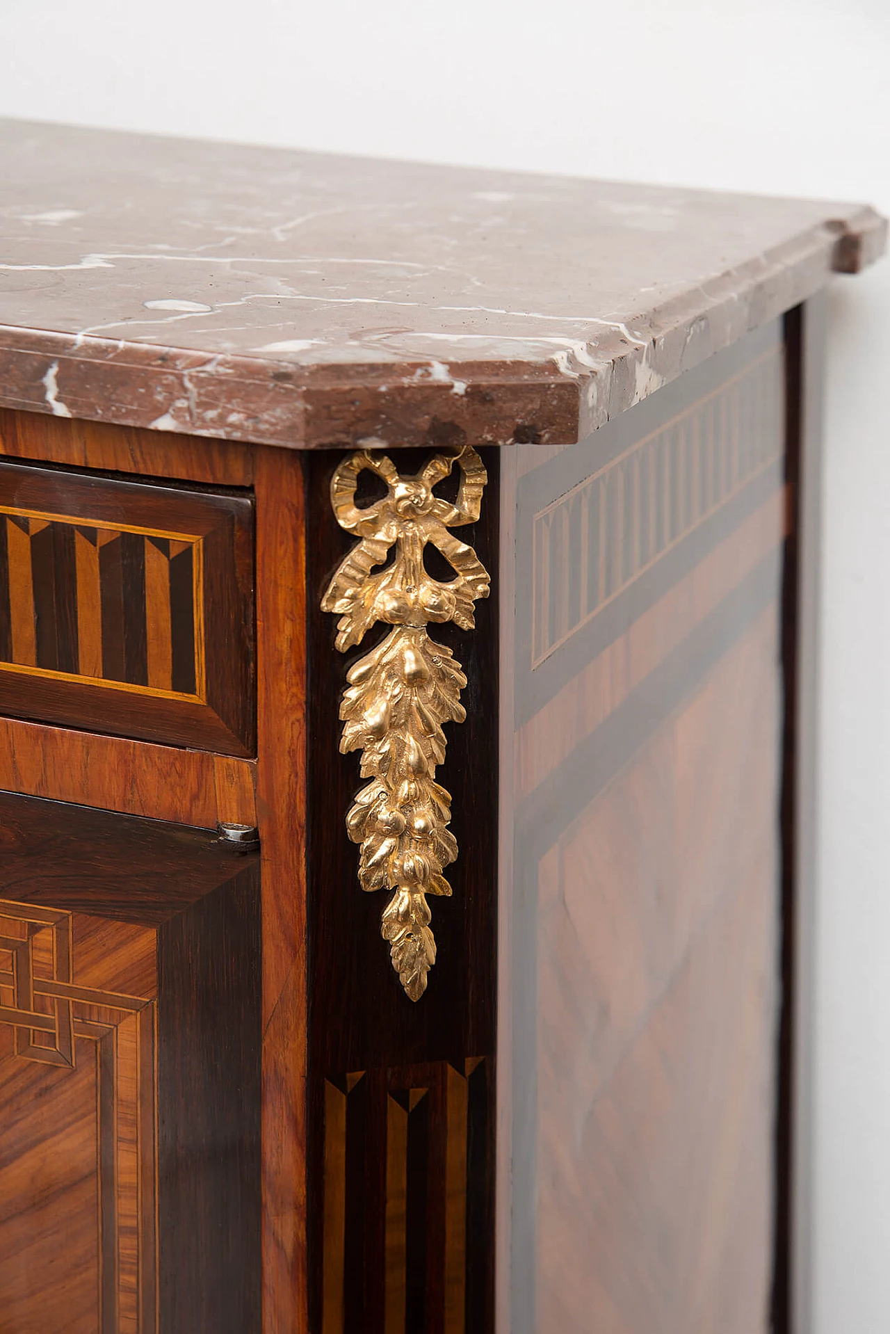 Credenza Napoleone III in legno esotico pregiato con piano in marmo rosso Francia, '800 5