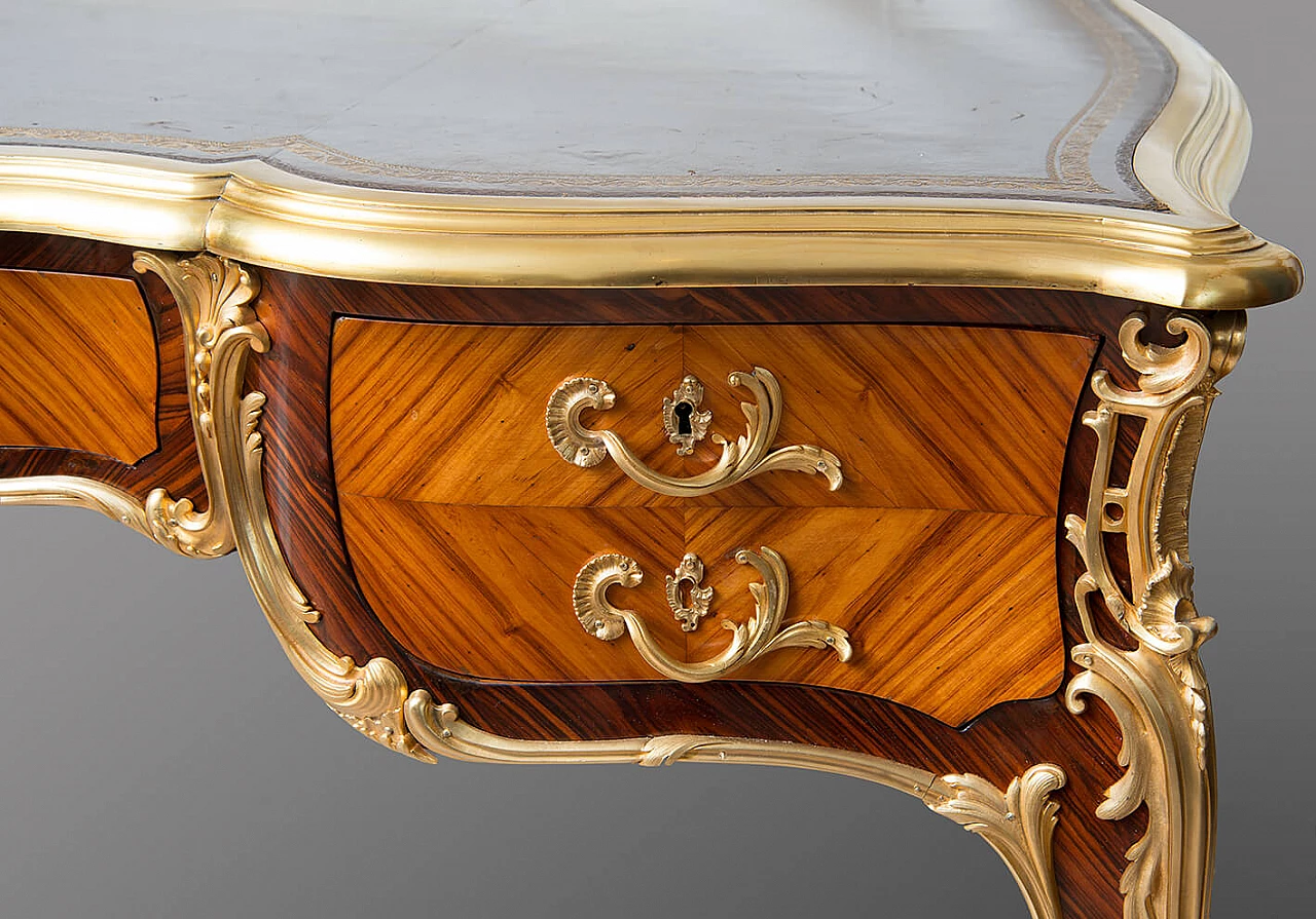 Scrivania Napoleone III in legno esotico pregiato con innesti in bronzo dorato, '800 2
