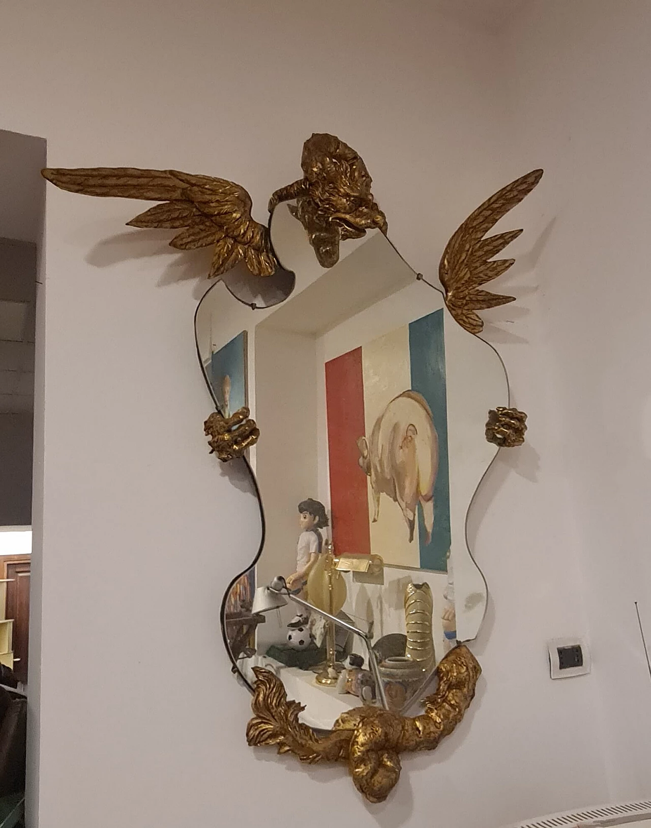 Specchio da parete con drago attribuito a Gabriel Viardot, fine '800 1