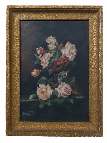 Hydrangea bouquet, still life oil on canvas, 1920s