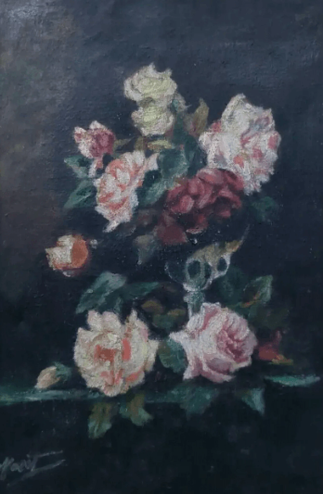 Bouquet di ortensie, natura morta olio su tela, anni '20 9
