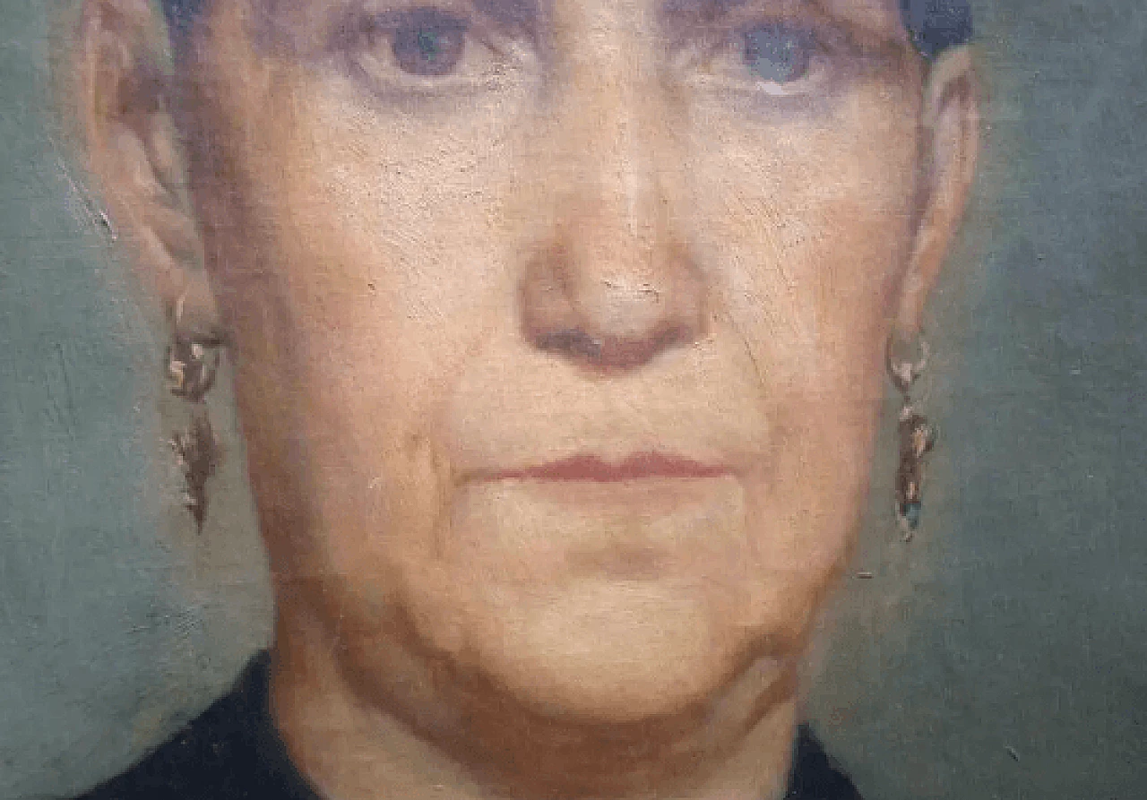 Portrait of noble American woman with gold earrings, pastel on canvas, 19th century 3