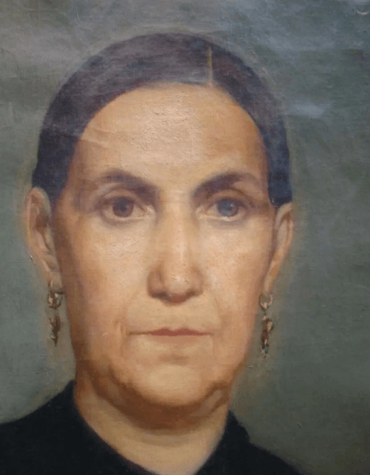 Ritratto di nobile donna americana con orecchini d'oro, pastello su tela, '800 4