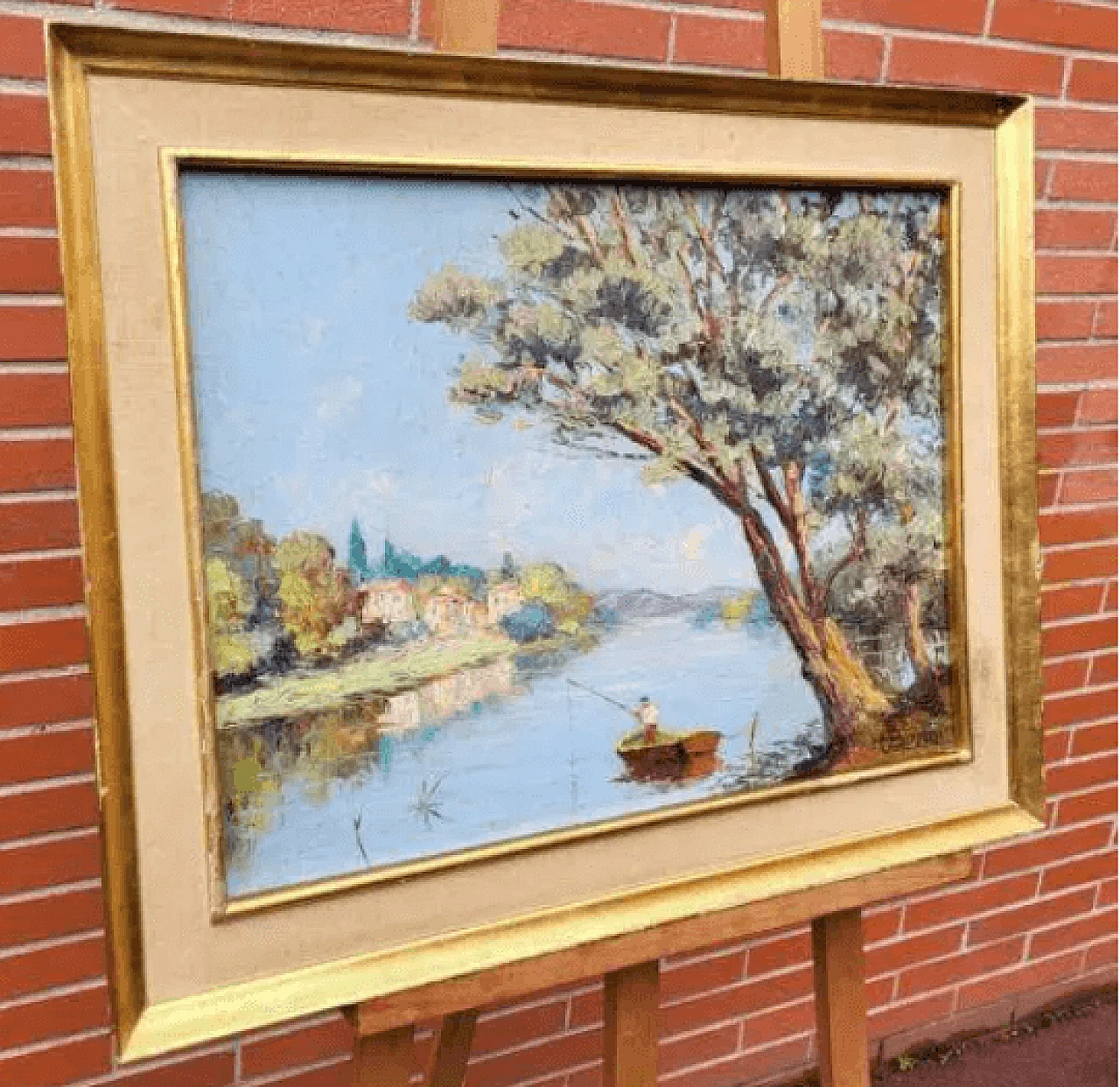 Paesaggio della Scuola della Riviera, olio su masonite di Henri Edouard Bargin, metà '900 2