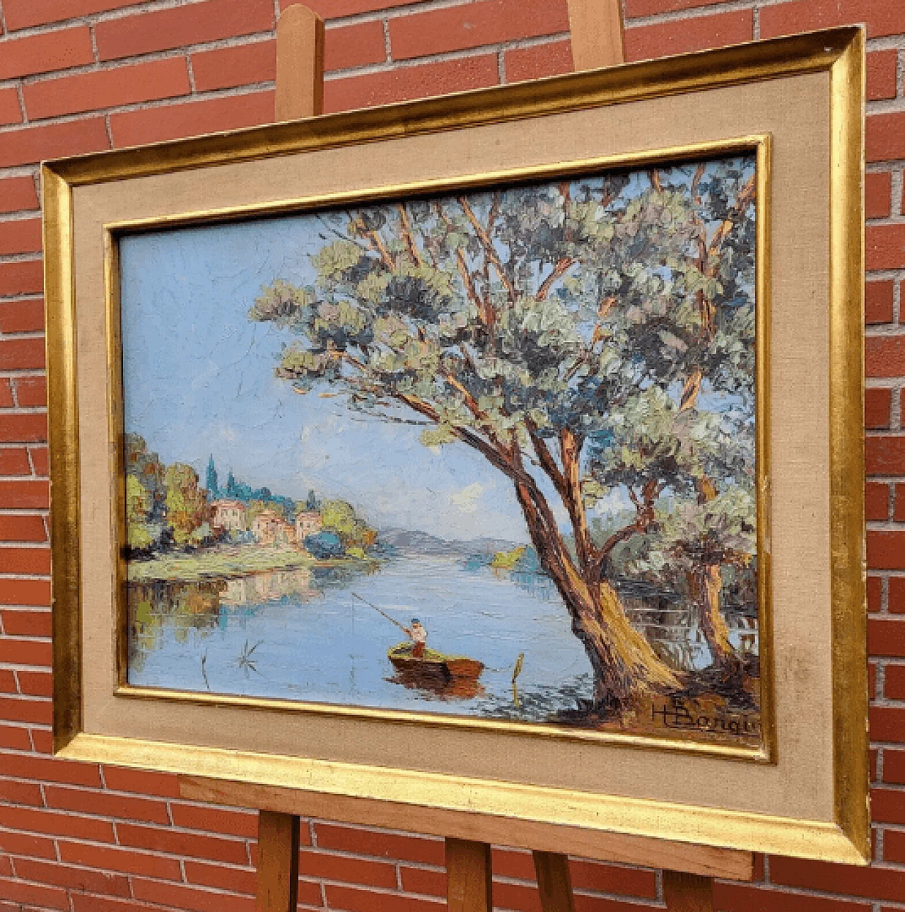 Paesaggio della Scuola della Riviera, olio su masonite di Henri Edouard Bargin, metà '900 8