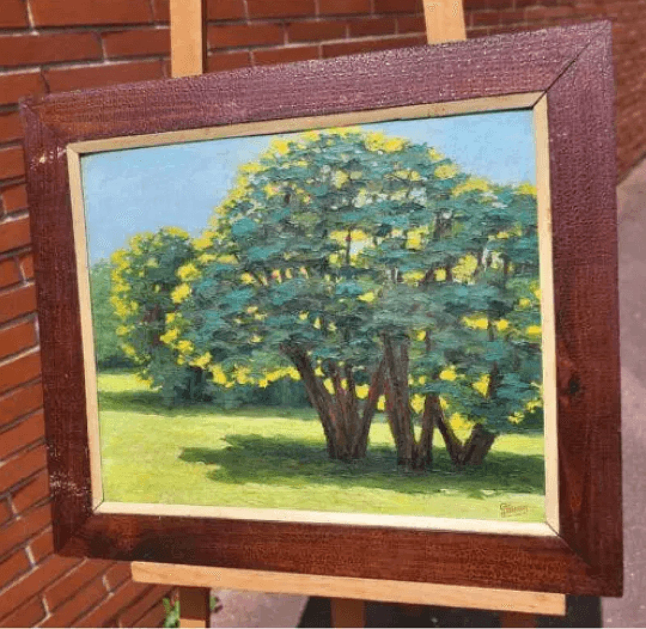 Painting of trees, green landscape, mid-20th century 2