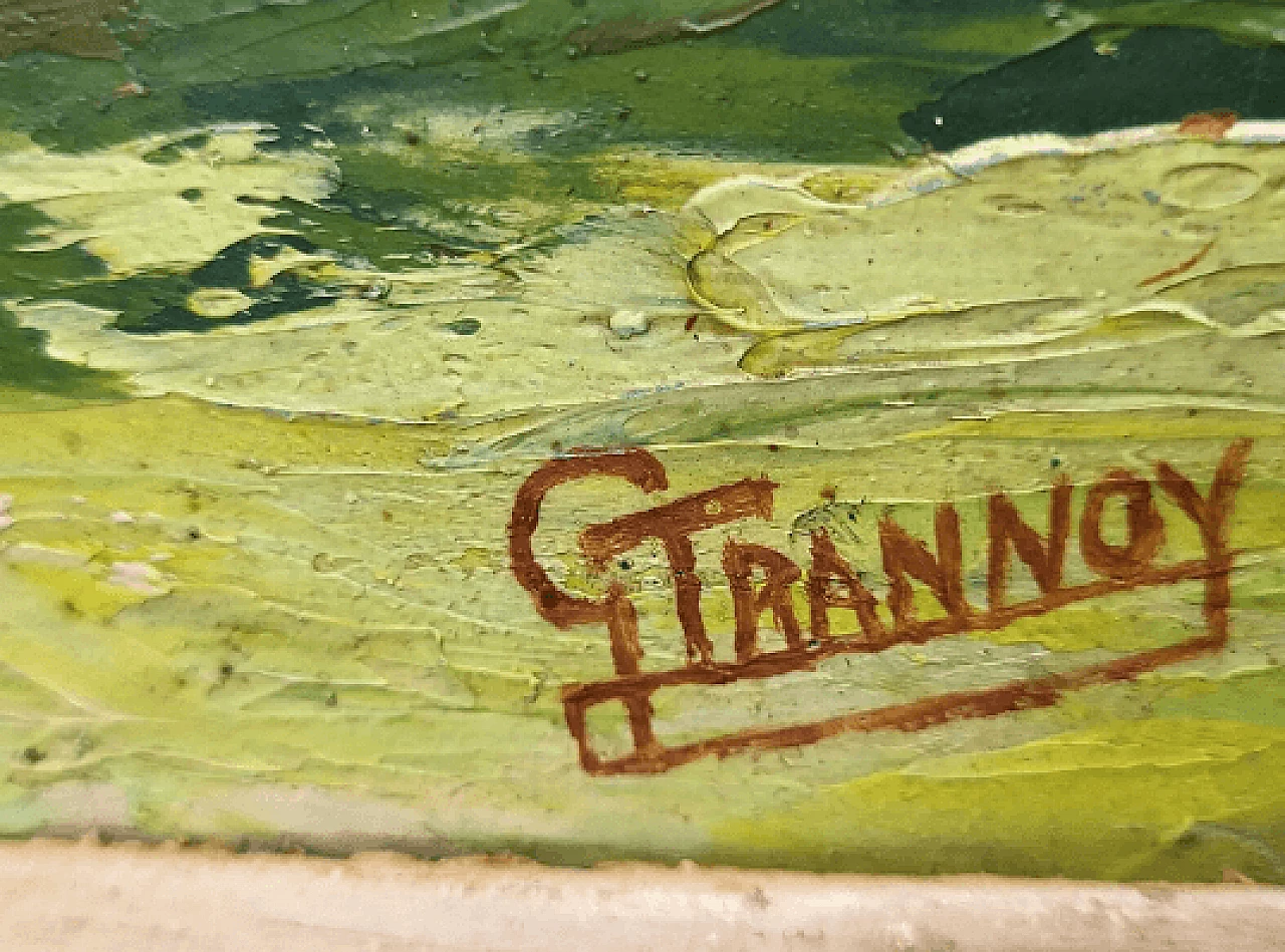 Painting of trees, green landscape, mid-20th century 3