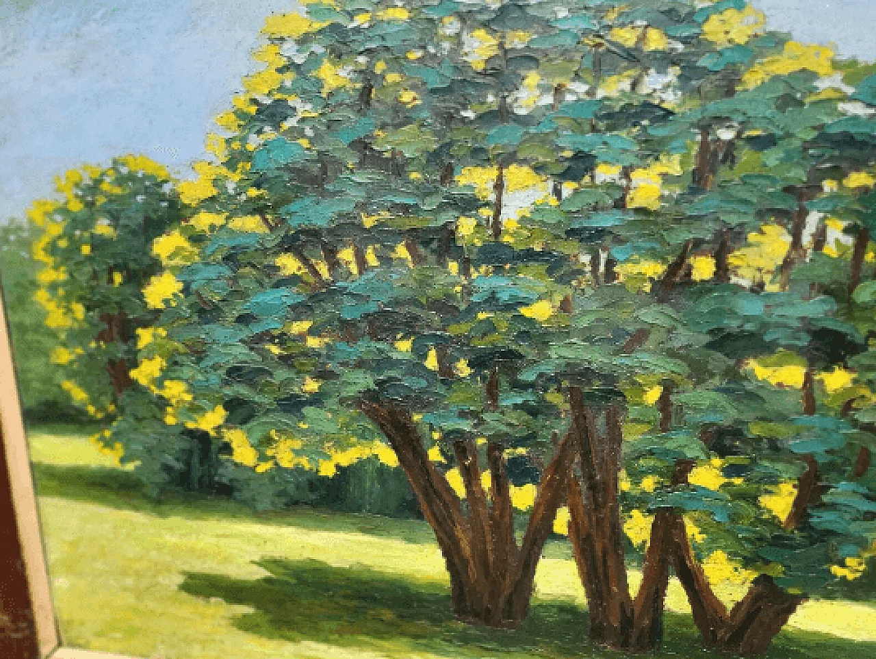 Painting of trees, green landscape, mid-20th century 4